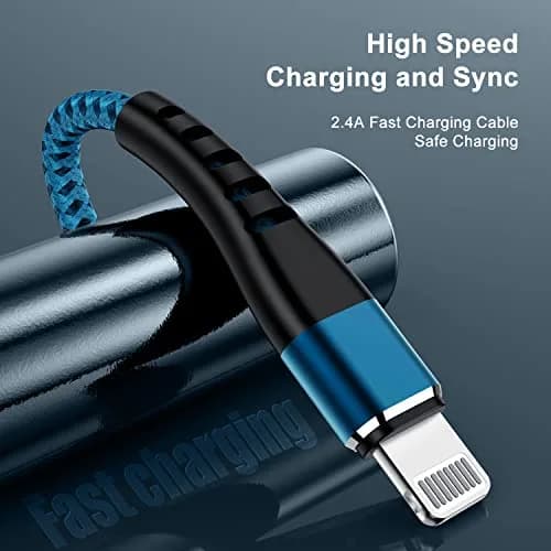 Essri 2Pack Lightning Cable 6FT | Nylon Braided iPhone Charger Cord for Fast Charging & Sync thumbnail 3