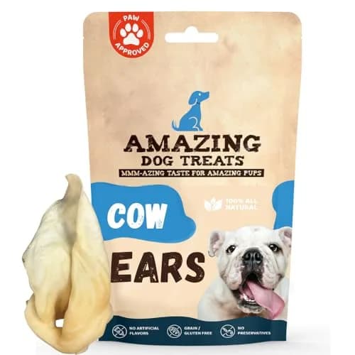 Amazing Dog Treats Cow Ears for Dogs 12 Pack | Natural, High Protein, All Natural Rawhide Alternative thumbnail 1