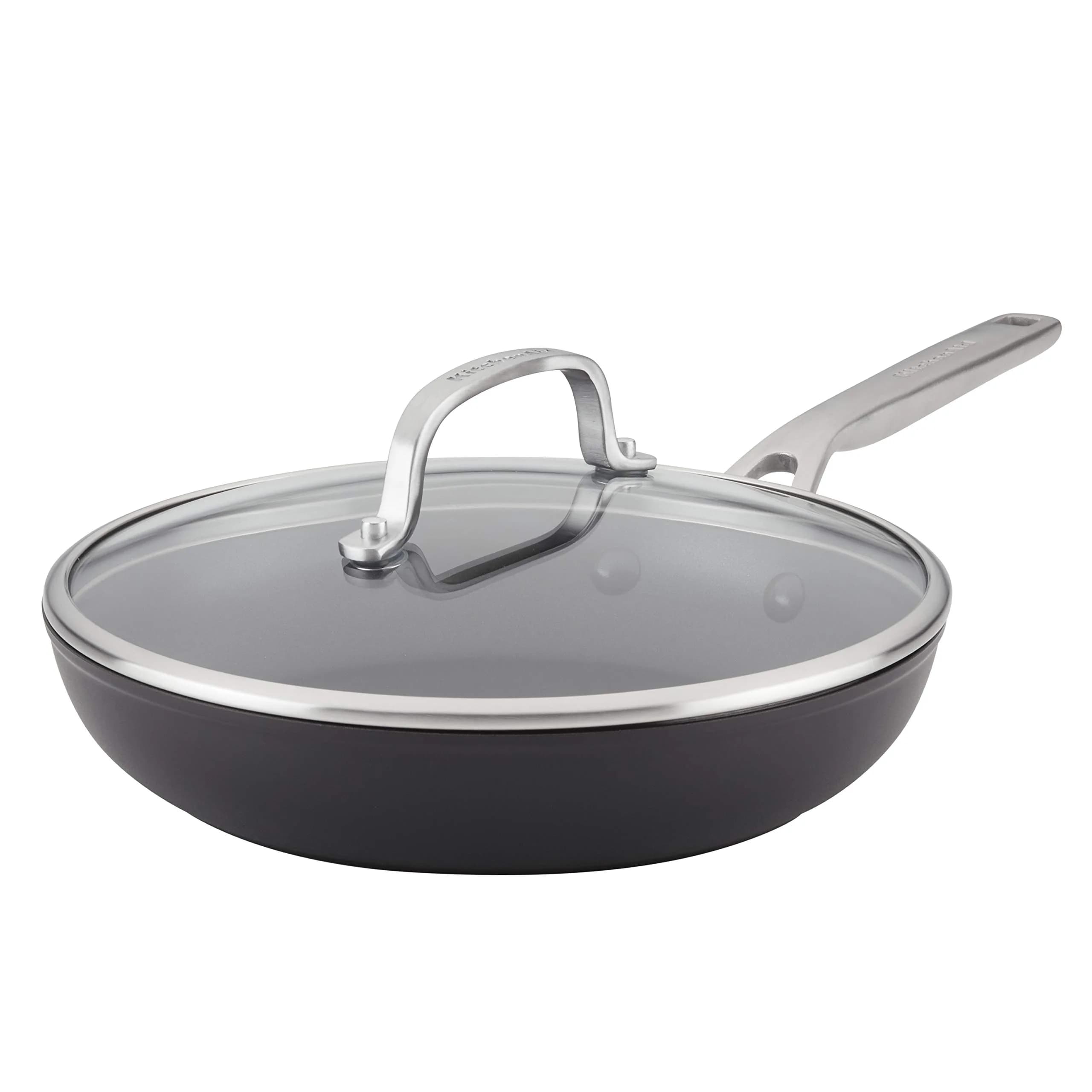 KitchenAid Hard Anodized Induction Nonstick Frying Pan Set With Lid, 8 & 10 Inch Skillets, 2.27 kg (5 lb) | Durable, Even Heating, Dishwasher & Oven Safe — 10 Inch