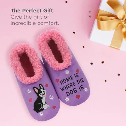 Snoozies Slipper Socks for Women (Hmdog, S) | Cozy Animal Print Indoor Comfort thumbnail 3