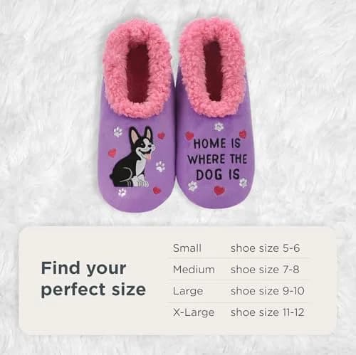Snoozies Slipper Socks for Women (Hmdog, M) | Cozy Animal Print Indoor Comfort thumbnail 5