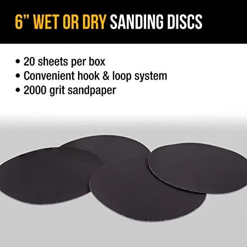 Dura-Gold 6" (15.24 cm) Wet or Dry Sanding Discs, 2000 Grit Hook & Loop (20-Pack) | Extra Fine Color Sanding for Automotive Paint thumbnail 4