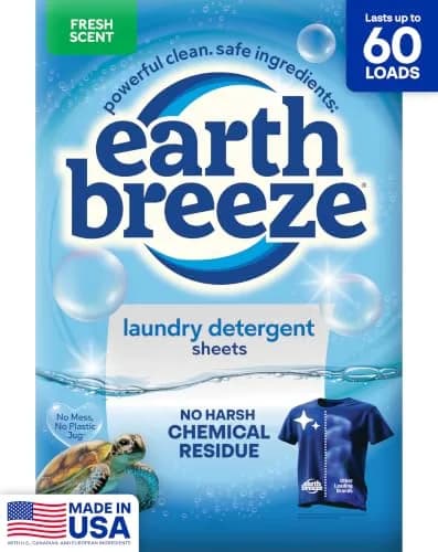 Earth Breeze Laundry Detergent Sheets Fresh Scent 60 Loads | Eco-Friendly & USA-Made thumbnail 1