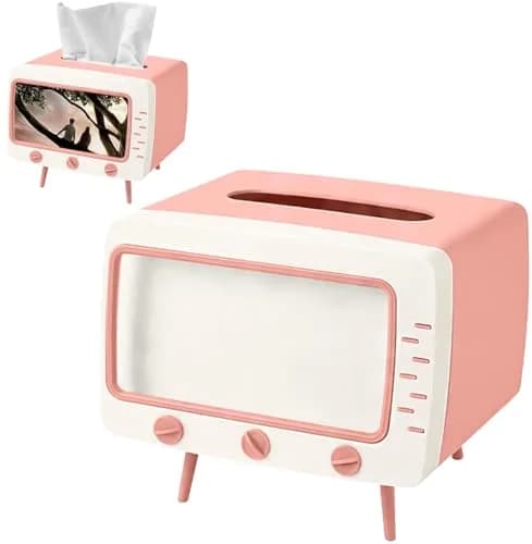 SGVAHY Facial Tissue Holder Retro TV Pink | Unique Home Decor & Phone Storage (70-120 chars) thumbnail 1