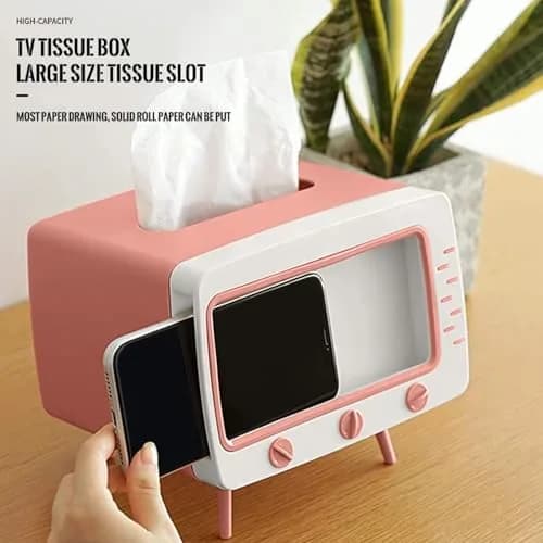 SGVAHY Facial Tissue Holder Retro TV Pink | Unique Home Decor & Phone Storage (70-120 chars) thumbnail 4