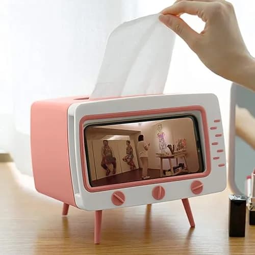 SGVAHY Facial Tissue Holder Retro TV Pink | Unique Home Decor & Phone Storage (70-120 chars) thumbnail 7