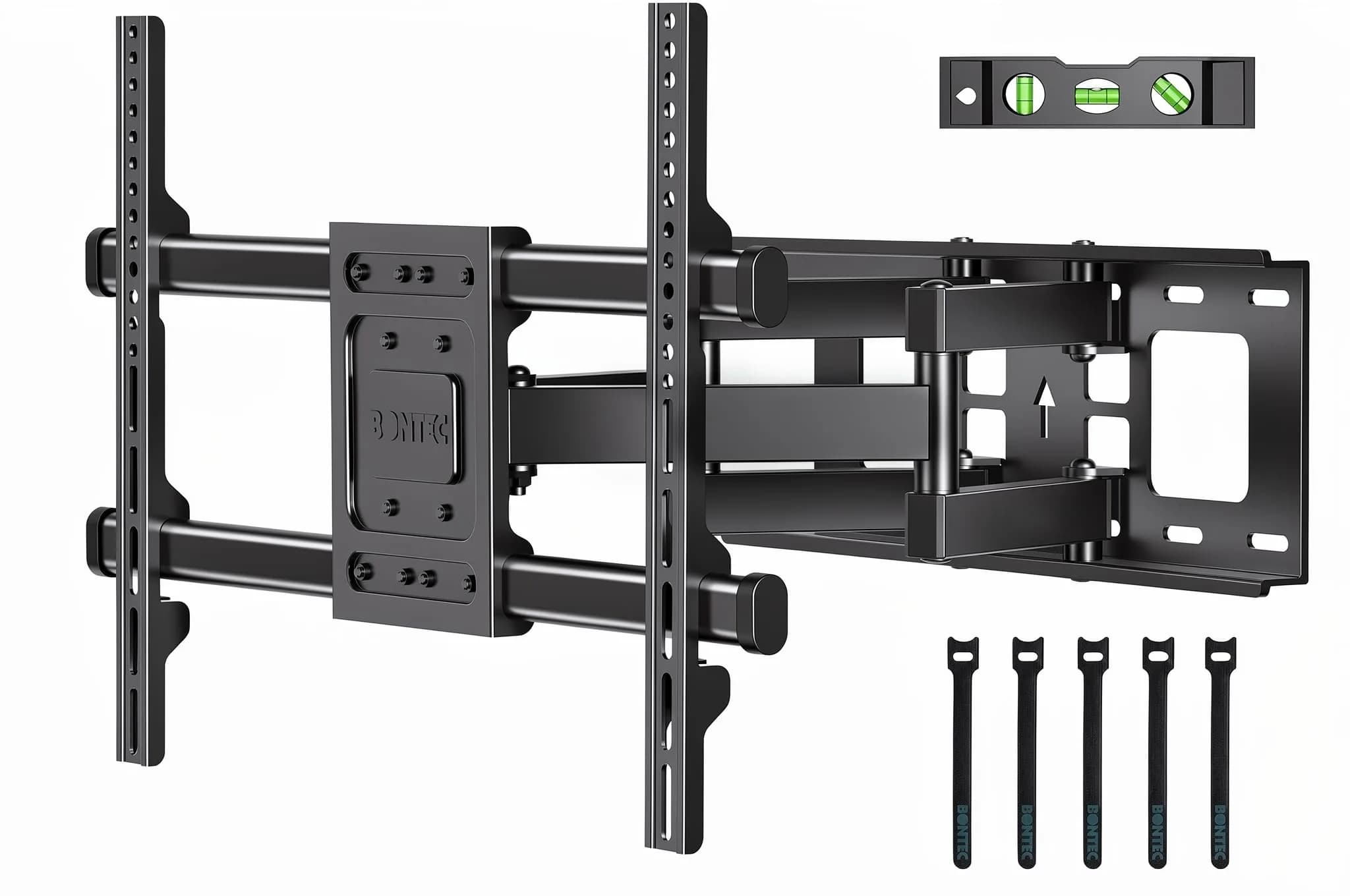 BONTEC Full Motion TV Wall Mount for 37-85 Inch TVs, Heavy Duty Swivel Tilt | Supports 132lbs, VESA 600x400mm, Fits 16" Wood Studs