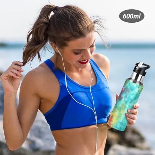 KEPREAL 22 OZ Colorful Tie Dye Pattern Water Bottle with Straw | BPA Free Leakproof Stainless Steel for Fitness & Outdoors thumbnail 6