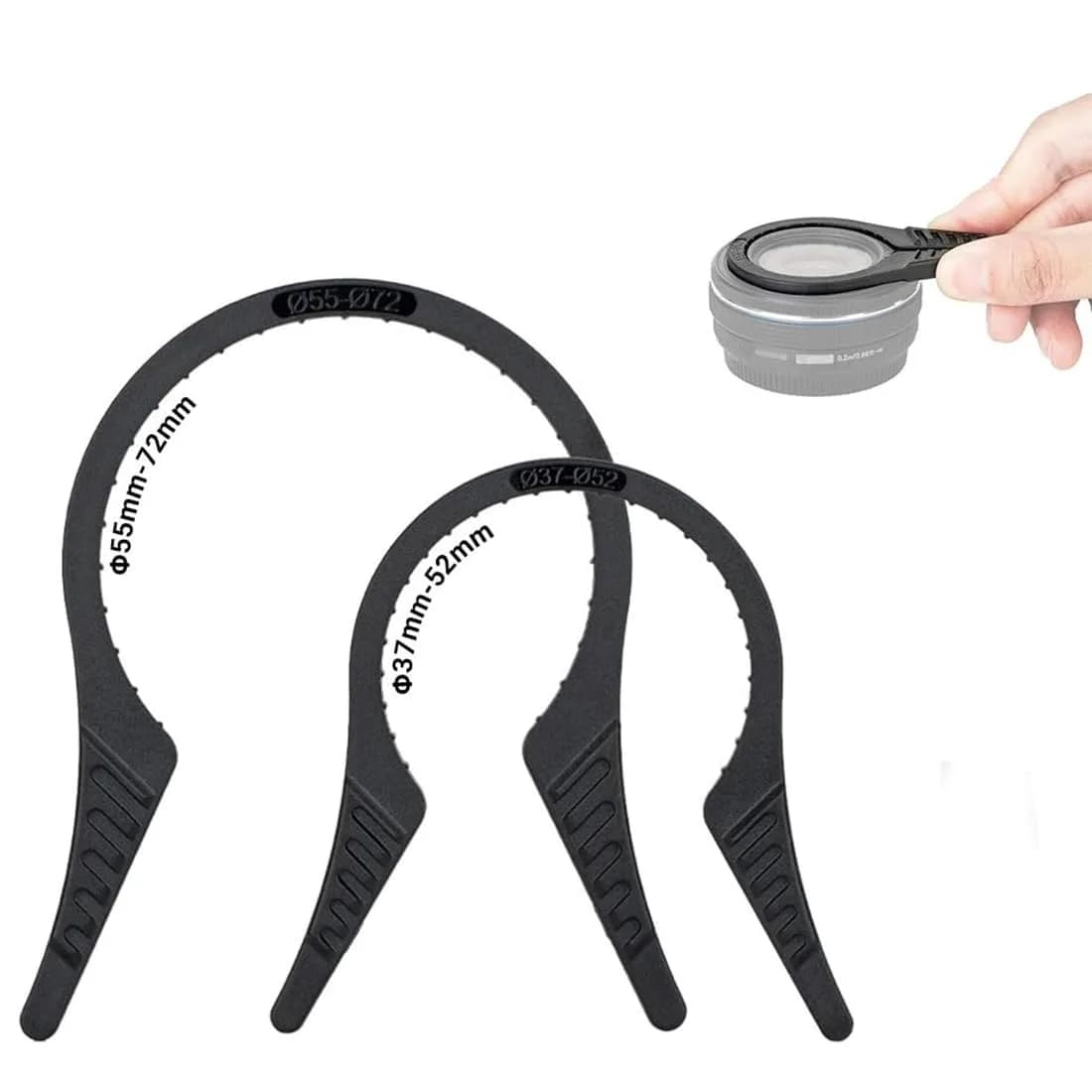 JJC 3-Pack Camera Lens Filter Wrench Kit for 37mm-95mm Threads | Multi-Coated UV ND CPL Filter Removal Tool Set — black