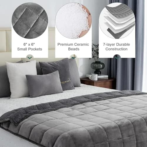 Lofus Weighted Blanket 15 lbs Queen Size 60" x 80" | Deep Sleep & Relaxation thumbnail 4