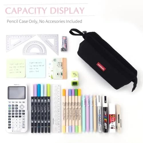 CICIMELON Multifunctional Pencil Pen Marker Case Pouch Bag Holder Small Cute Capacity for High Middle Primary School Student Aesthetic Teen Girl Boy Office Men Women Nurse Adults Portable (Black) thumbnail 5