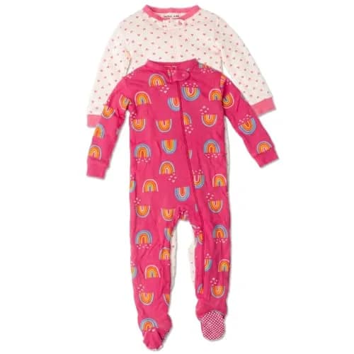 Gerber Baby Girls 2-Pack Footed Pajamas Rainbows Pink 3T | Soft Breathable 100% Cotton Sleepwear thumbnail 1