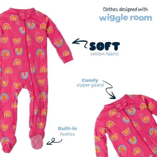 Gerber Baby Girls 2-Pack Footed Pajamas Rainbows Pink 3T | Soft Breathable 100% Cotton Sleepwear thumbnail 6