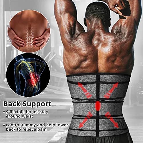Hidyliu Grey Waist Trainer Neoprene Sauna Sweat Trimmer Belt with 3 Belts & 4 Rows Hook - 3X-Large thumbnail 2