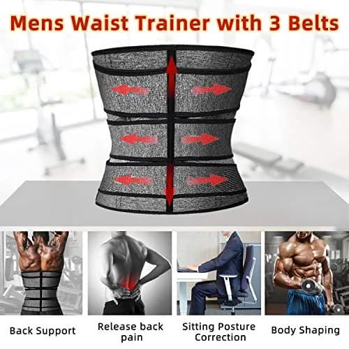 Hidyliu Mens Workout Waist Trainer Neoprene Corset XL | Sauna Sweat Trimmer for Slimming Belly thumbnail 5