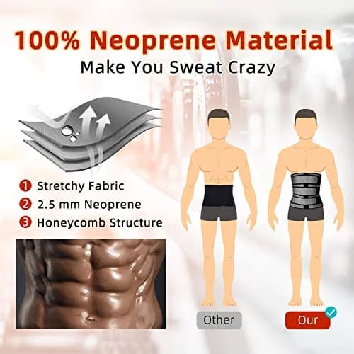 Hidyliu Mens Workout Waist Trainer Neoprene Corset XL | Sauna Sweat Trimmer for Slimming Belly thumbnail 4