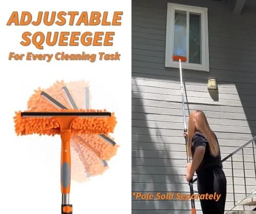 Extend-A-Reach Window Squeegee & Microfiber Scrubber 2-in-1 Combo | Extendable Window Cleaning Tool thumbnail 2