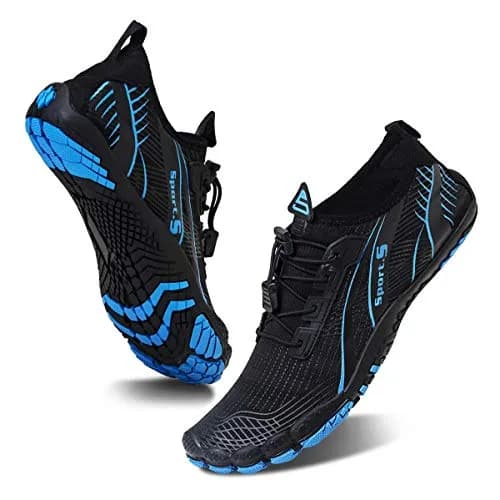 WateLves Water Shoes for Men Women Barefoot Quick-Dry Aqua Sock | Outdoor Athletic Sport Shoes (M-Black/Blue, 40) thumbnail 1