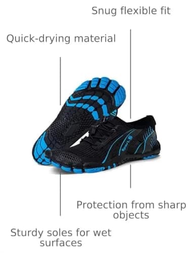 WateLves Water Shoes for Men Women Barefoot Quick-Dry Aqua Sock | Outdoor Athletic Sport Shoes (M-Black/Blue, 40) thumbnail 3