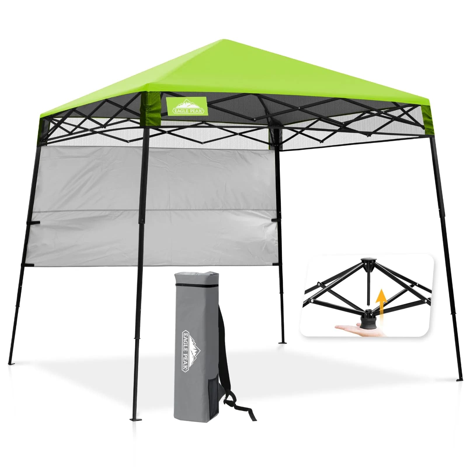 EAGLE PEAK 8x8 Pop Up Canopy Tent, Compact Backpack, Green | Portable Sun Shelter for Outdoors - main product image