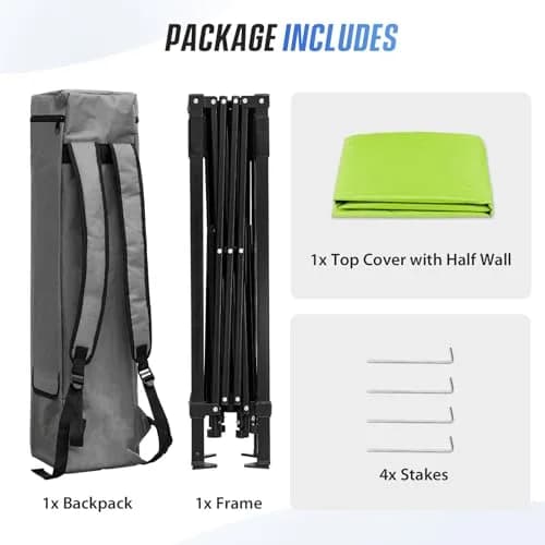 EAGLE PEAK 8x8 Pop Up Canopy Tent, Compact Backpack, Green | Portable Sun Shelter for Outdoors thumbnail 9