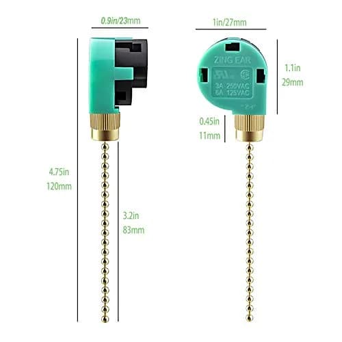 Cenipar ZE-268s6 Gold Pull Chain 3 Speed 4 Wire Fan Switch (2-Pack) | Controls Fan Speed for Lights & Fans thumbnail 4