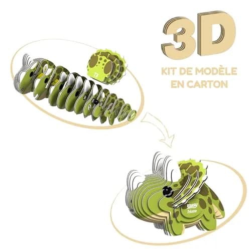 EUGY Triceratops 3D Puzzle 79mm L x 182mm H x 25mm W (28 Pieces) | Educational STEM Toy for Kids 6+ thumbnail 2
