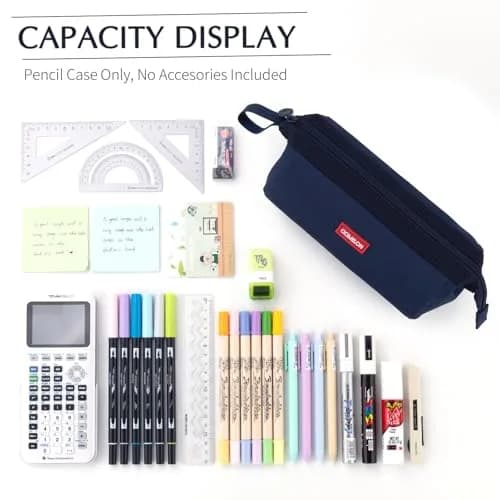CICIMELON Large Capacity Pencil Case Navy | Organizes 30-50 Pens & Gadgets, Durable Canvas thumbnail 5