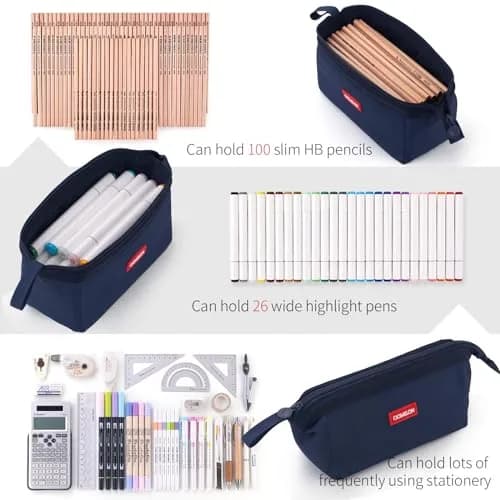 CICIMELON Large Capacity Pencil Case Navy | Organizes 30-50 Pens & Gadgets, Durable Canvas thumbnail 7
