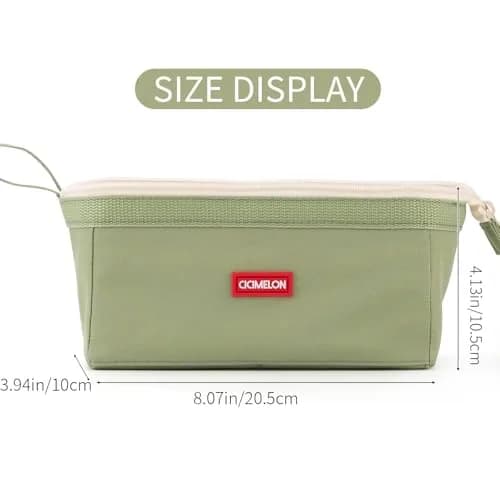 CICIMELON Large Capacity Pencil Case Pouch for School & Office | Organize 30-50 Pens & Gadgets (Green) thumbnail 5