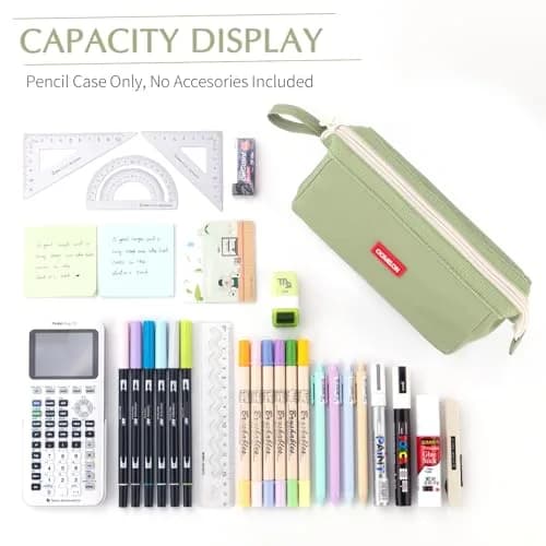 CICIMELON Large Capacity Pencil Case Pouch for School & Office | Organize 30-50 Pens & Gadgets (Green) thumbnail 6