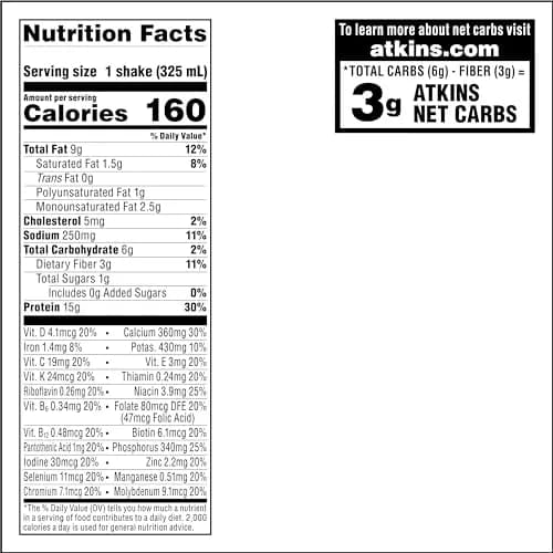 Atkins Café au Lait Iced Coffee Protein Shake 15g Protein, 3g Net Carb, 12 Count | Keto Friendly, Gluten Free thumbnail 6