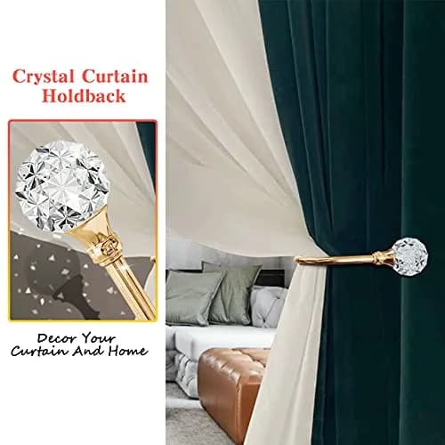 KOLAKO Crystal Curtain Holdbacks Set of 2 — Rose Gold Metal Tieback Hooks with Crystal Ball | 16 cm (6.3 inch) Length thumbnail 3