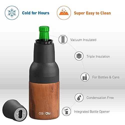 Asobu Frosty Beer Holder 2 Go Vacuum Insulated Stainless Steel Beer Can and Bottle Cooler with Built-in Opener, 16oz (473ml) | Keeps Drinks Cold Up to 12 Hours thumbnail 4
