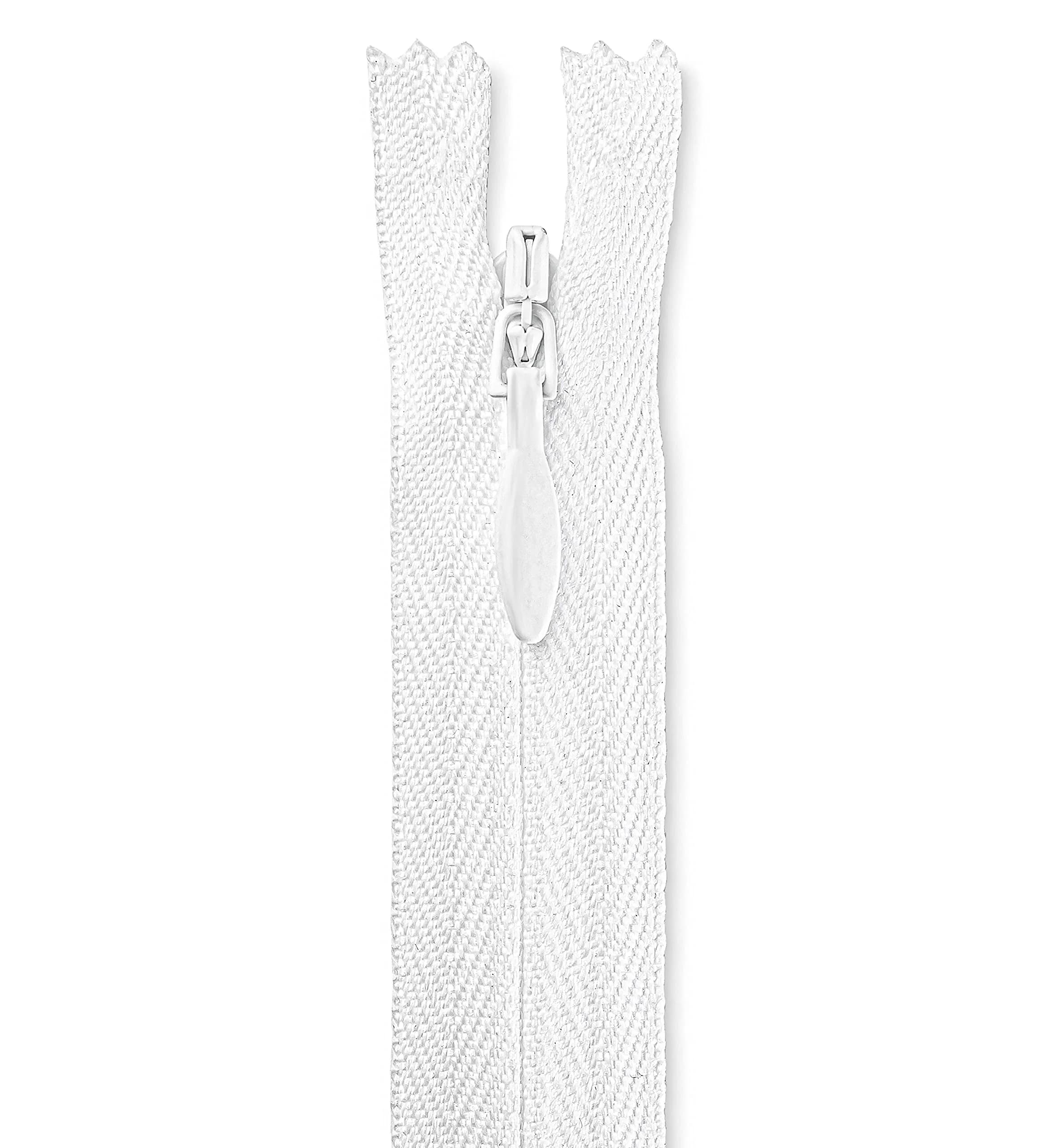 Lakesstory Invisible White Zipper for Sewing 18" (45.7 cm) | Smooth Nylon Craft Zipper — 36"