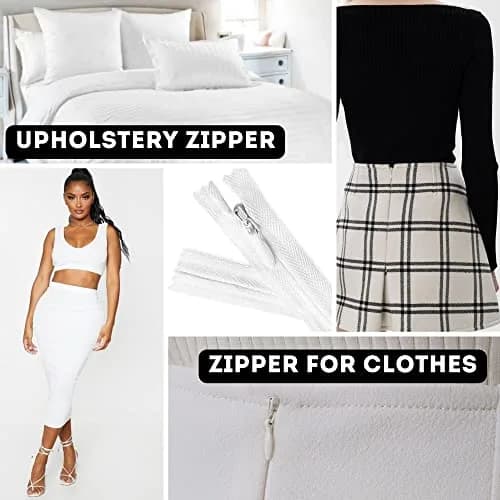 Lakesstory Invisible White Zipper 36 Inch (91.4 cm) | Non-Separating Closed-End Nylon Zipper for Sewing thumbnail 5