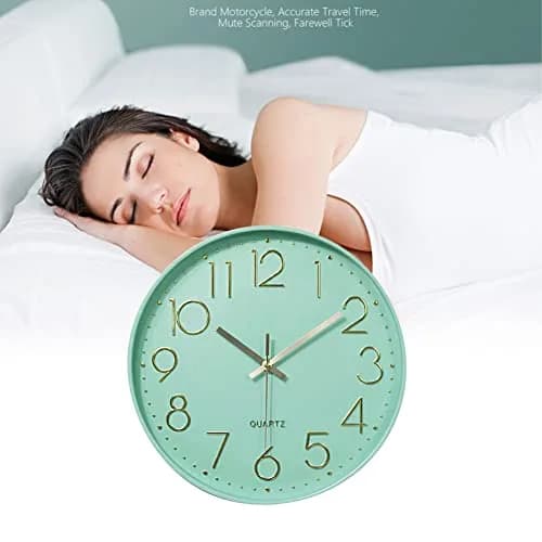 YTAONS 12 in Wall Clock Non-Ticking Quartz Silent Battery Operated Round Clocks (Mint Green) | Modern Home Decor thumbnail 2