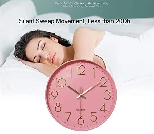 YTAONS 12 in Wall Clock Non-Ticking Quartz Silent Battery Operated Round Clocks (Pink-Rose) | Modern Silent Decor thumbnail 3