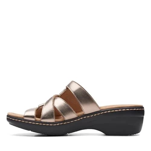 Clarks Collection Merliah Karli Wedge Sandal Metallic Leather 2 inch (50mm) | Metallic Leather Strappy Wedge Sandal thumbnail 8