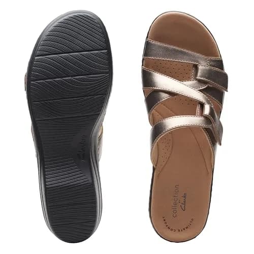 Clarks Collection Merliah Karli Wedge Sandal Metallic Leather 2 inch (50mm) | Metallic Leather Strappy Wedge Sandal thumbnail 10