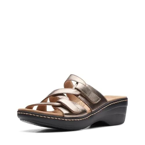 Clarks Women's Merliah Karli Wedge Sandal, Metallic Leather, US Size 8 | Summer Casual Comfort thumbnail 1