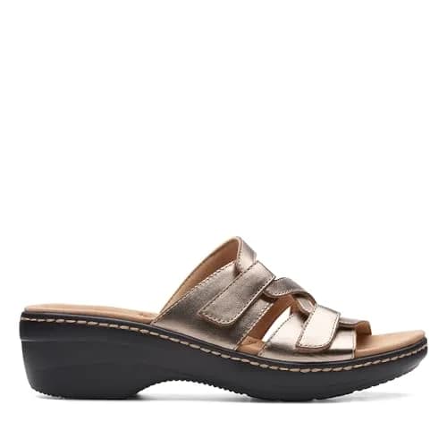 Clarks Women's Merliah Karli Wedge Sandal, Metallic Leather, US Size 8 | Summer Casual Comfort thumbnail 2