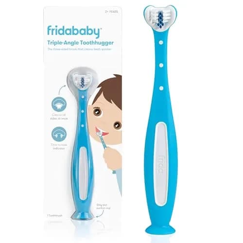 Frida Triple-Angle Toothhugger Toddler Toothbrush | Cleans All Sides, 2+ Years, Blue thumbnail 1