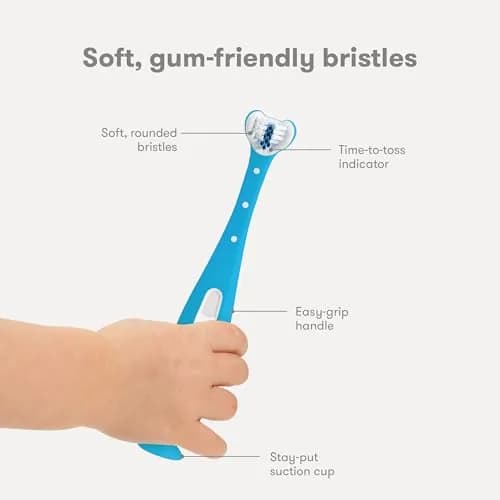 Frida Triple-Angle Toothhugger Toddler Toothbrush | Cleans All Sides, 2+ Years, Blue thumbnail 5
