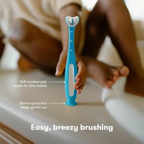 Frida Triple-Angle Toothhugger Toddler Toothbrush | Cleans All Sides, 2+ Years, Blue thumbnail 7