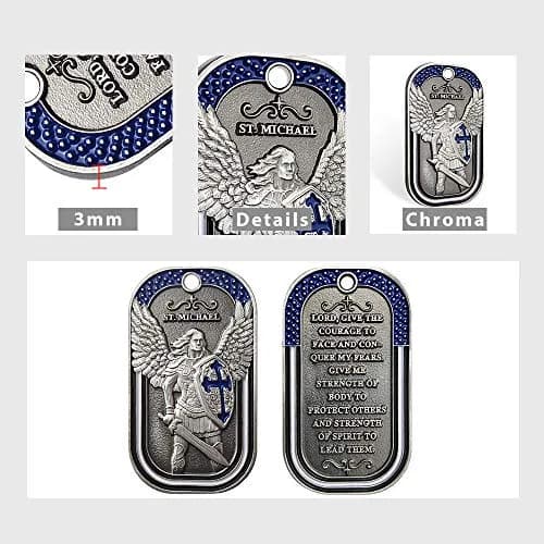 E-Coin Police Officer Prayer Challenge Coin Dog Tag Necklace Pendant Jewelry | St Michael The Archangel | 1.10" W x 1.97" H | Unisex thumbnail 4