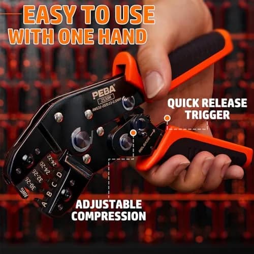 PEBA Ratchet Crimping Tool and JST Connector Kit for AWG 32-20 Wires | 14 Types of 2.5mm JST-SM Connectors & Crimp Pins thumbnail 9