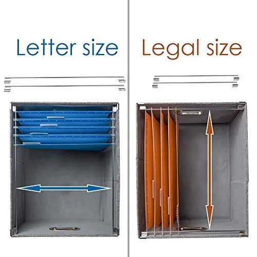 PRANDOM Decorative Linen File Organizer Box Set with Lids, 28.5cm (11.2 inch) Height | Collapsible Storage for Letter/Legal Files thumbnail 5