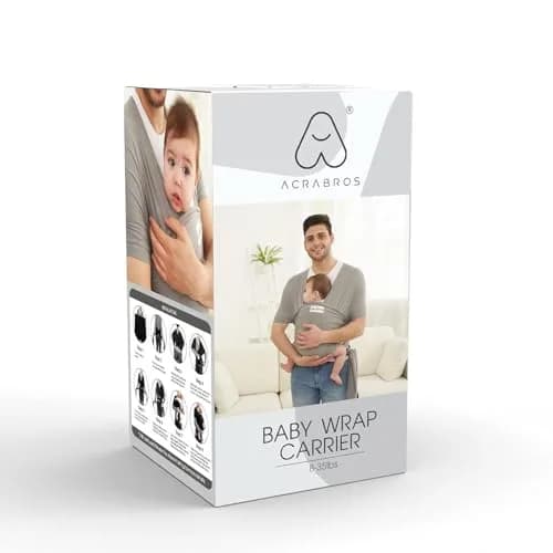 ACRABROS Baby Wrap Carrier for Newborns to Toddlers (8-35 lbs) | Breathable, Hands-Free, Dark Grey thumbnail 7