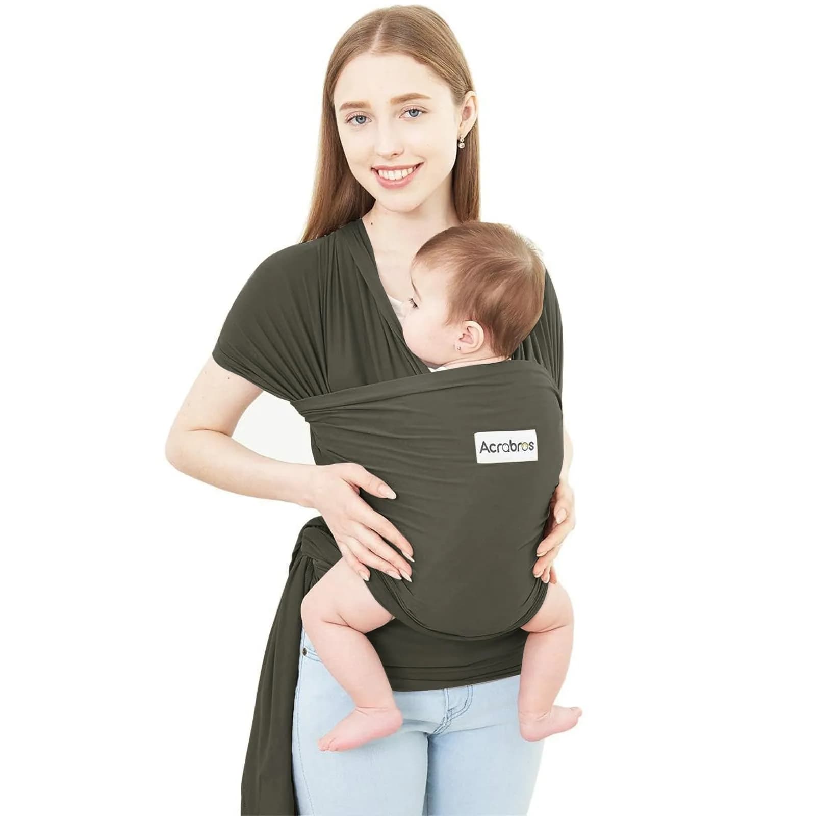 ACRABROS Baby Wrap Carrier Grey | Soft, Breathable, Hands-Free for Newborns to 35 lbs — Dark Grey